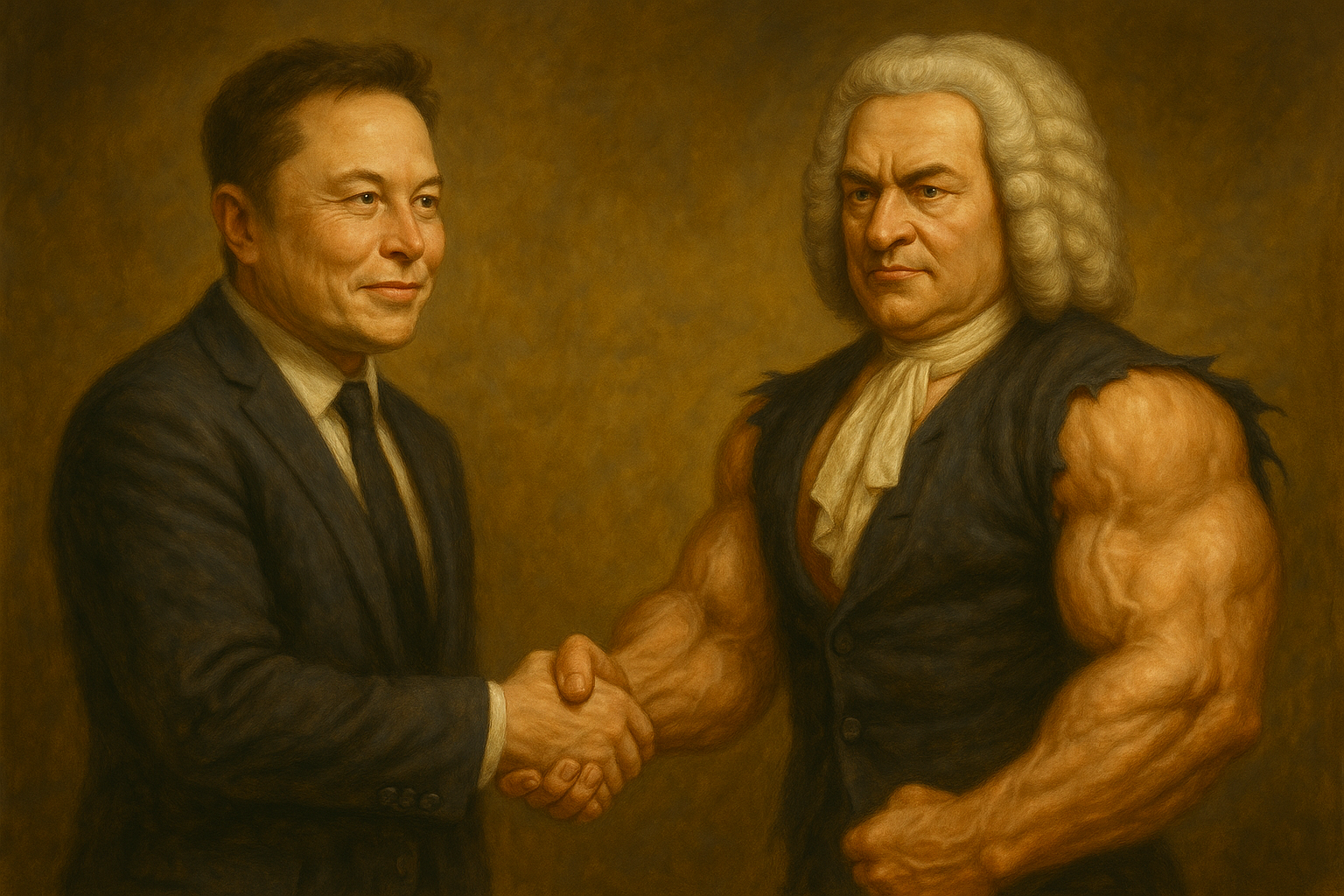 Bach and Elon handshake